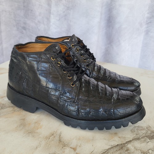 Bernini Real Genuine CROCODILE Chukka Boots Men's Size 9 Black