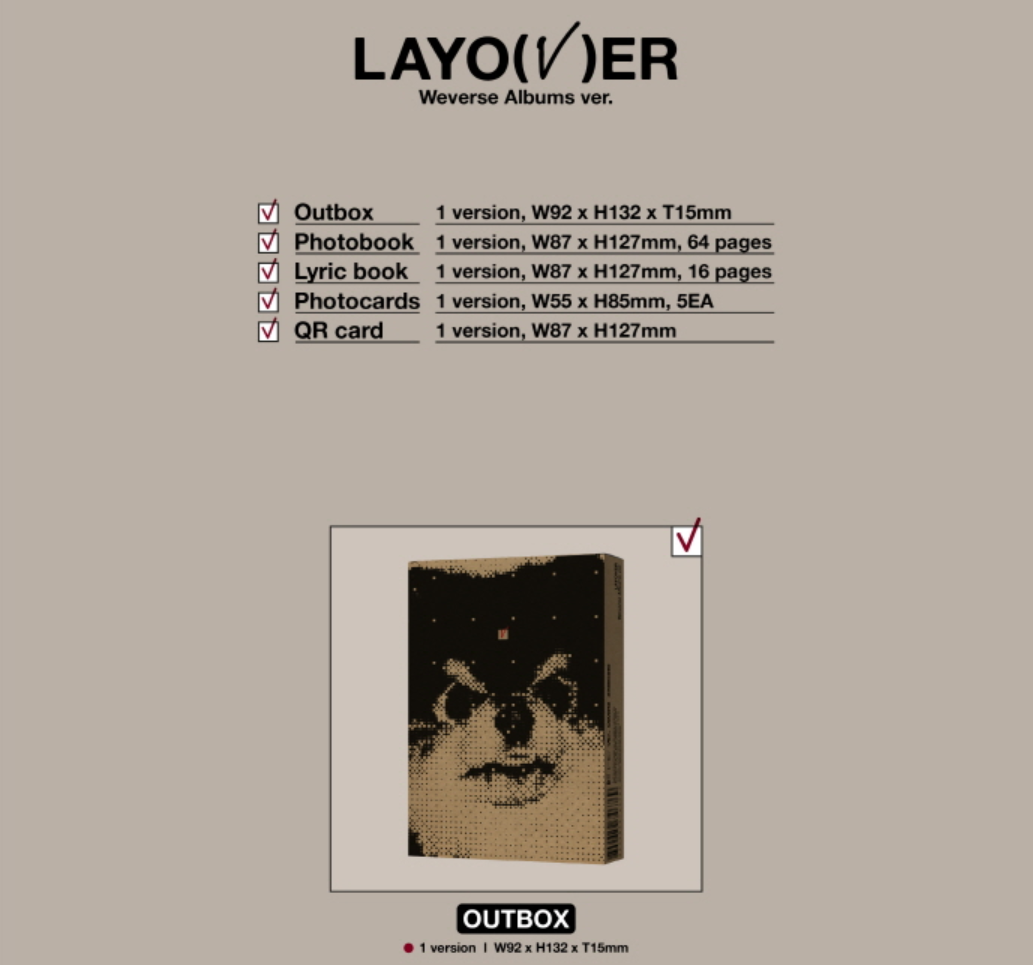 BTS V [LAYOVER] Album Set 3 Versioni (VER.1 + VER.2 Blu + VER.3 Viola) + Gift Card, Sigillato