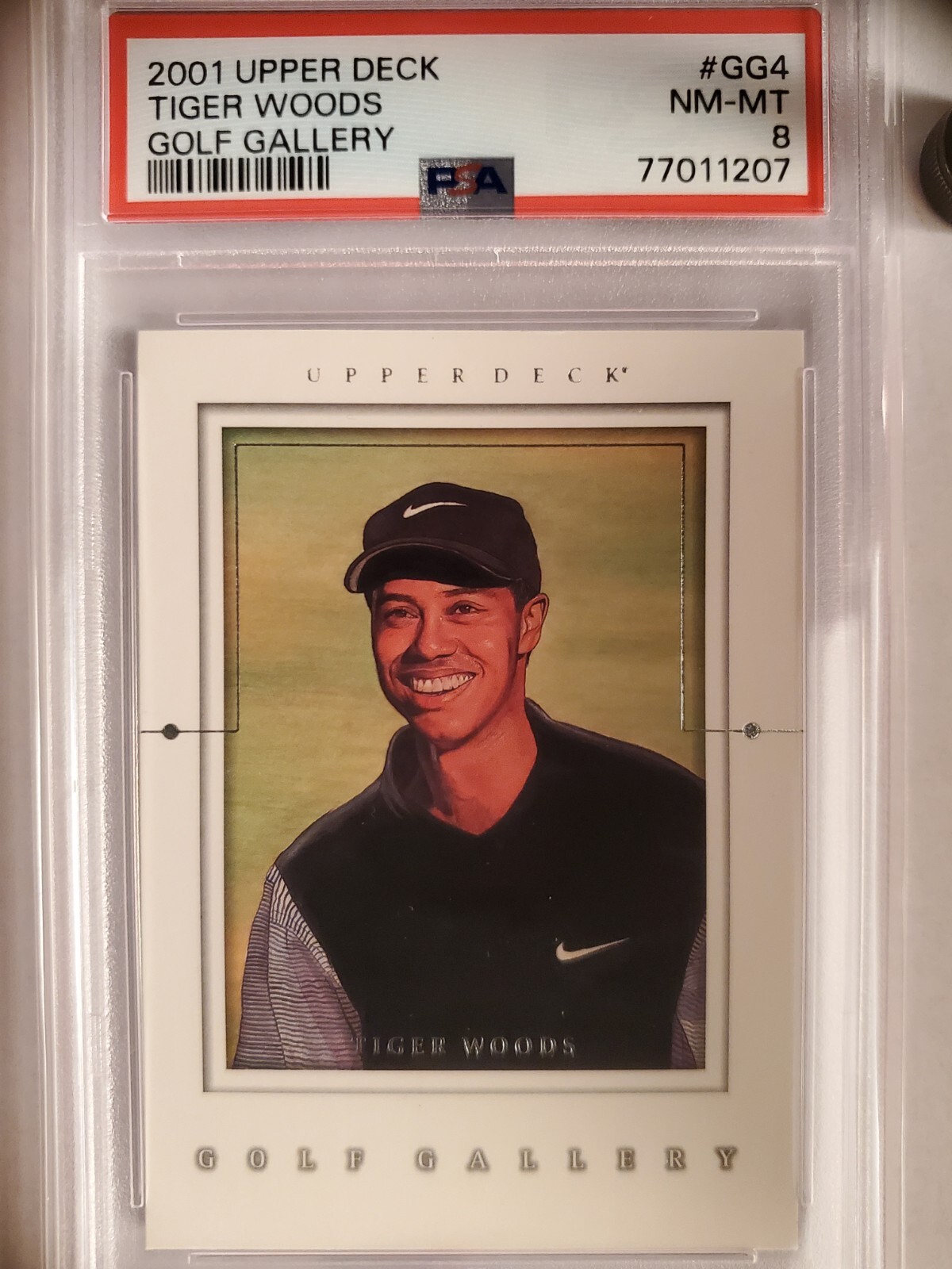2001 Upper Deck Golf Gallery Tiger Woods #GG4 PSA 8