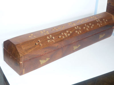 Portaincenso In Legno Sapele, Supporto Per Bastoncini, Design A R In Ottone, Base Larga 9 Cm, Altezza 25,5 Cm, Per Meditazione E Relax - 5