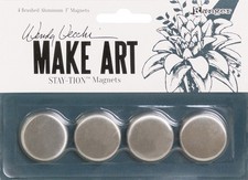 Wendy Vecchi MAKE ART Stay-tion 1" Magnets 4/Pkg-Brushed Aluminum - 3 Pack