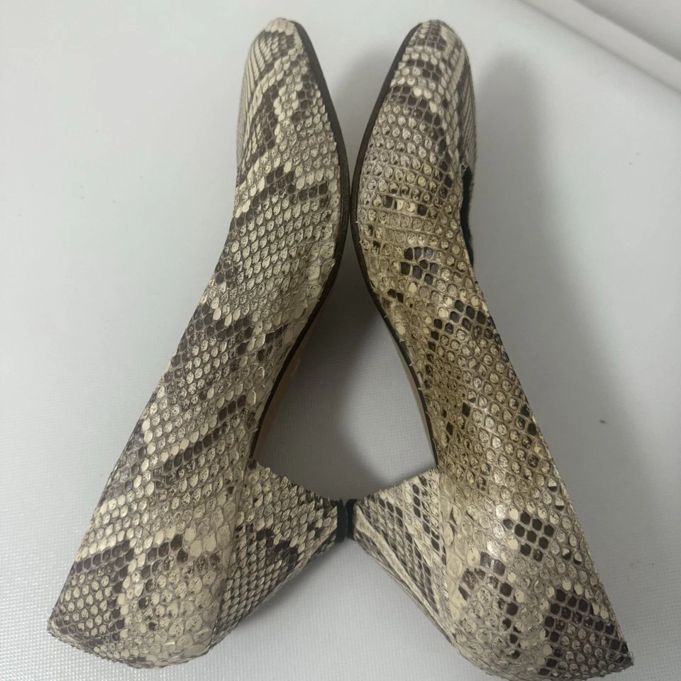 Raro Gianmarco Lorenzi Pitón Cuero Tacones Italia Beige Negro Años 80’s Zapatos de salón Talla 39.5 Foto 4 de 4
