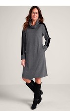 Soft Surroundings Moderne Dress Herringbone Knit-Size M Long Sleeve & Cowl Neck