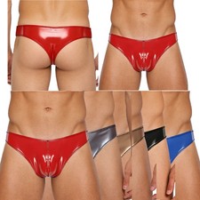 DE Sexy Herren G String Lack Leder Tanga Wetlook Unterhose Mini Slip Clubwear