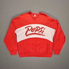 Vintage 80s Pepsi Crewneck Sweatshirt Red White Logo USA Made 100 Cotton Size M