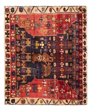 5'11" x 4'11" Traditional Vintage Hand Knotted Oriental Carpet Wool Area Rug