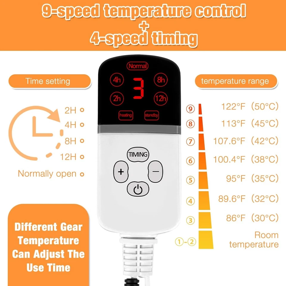 Electric Pet Heating Pad Cat Dog Mat Heated Bed 9 Adjustable Temperature Timer - Image 2 of 4
