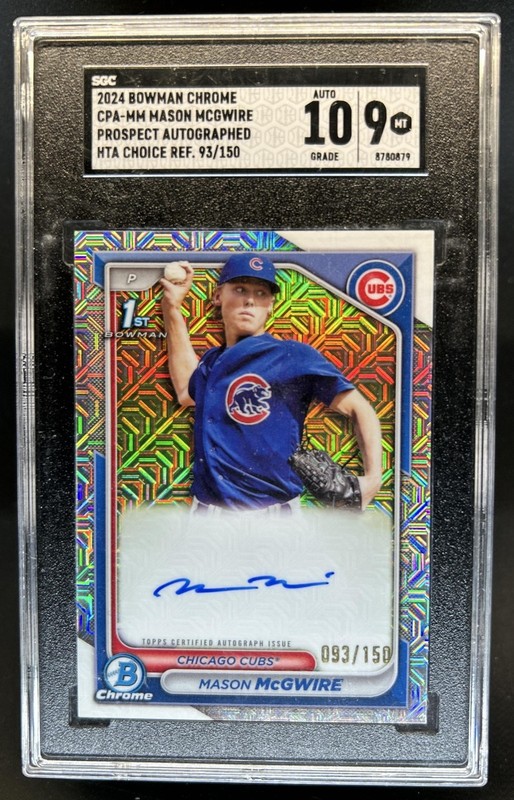 2024 Bowman Chrome Mason McGwire Auto HTA Choice Refractor 1st #/150 SGC 9/10