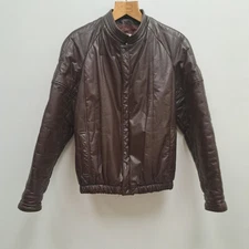 Toff London Brown Leather Autumnal Biker Style Jacket Size 40"