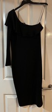 Next ladies Asymmetric One-Sleeve Black Sparkly Party Dress - Size 12 