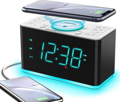 iTOMA Radiowecker, 15 Watt kabellose Ladegerät Bluetooth, USB-Anschluss,