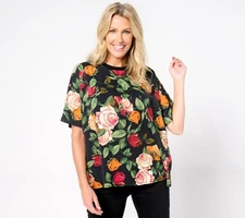 nicole by Nicole Miller Women's Top Sz L Short Sleeve Multi-colored A667782