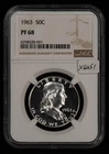 1963 50c Franklin Silver Half Dollar - NGC PF 68 - Obverse Cameo - SKU-X6051