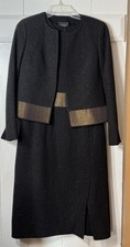 Vintage Women's Akris Black/Gold Dress/Blazer Set Wool Cupro Horsehair Amazing!