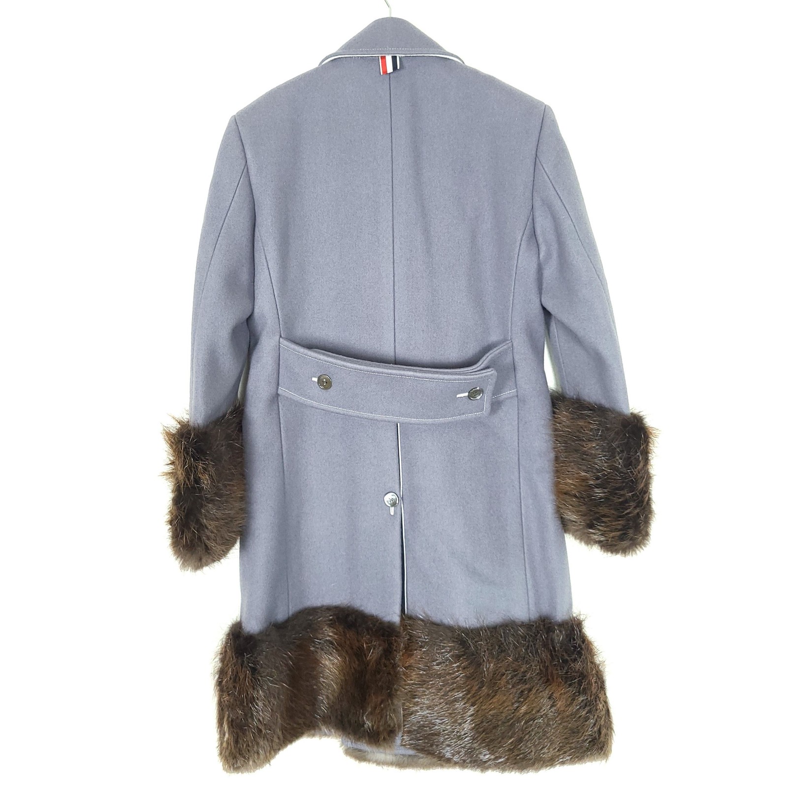 Thom Browne Women's Beaver Fur Double-Breasted Wool Coat 110644622 image 2