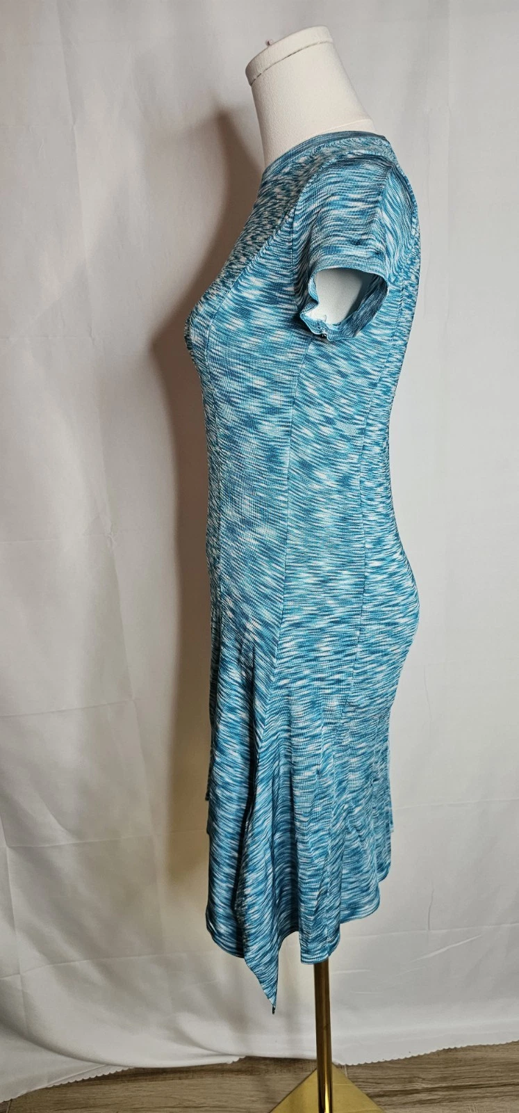 Michael Kors Vestito Donna XS Blu Turchese Astratto Asimmetrico Elasticizzato