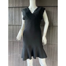 Guess Lace Bodice Bandage Flare Hem Black Mini Dress Size Large Modern Romantic