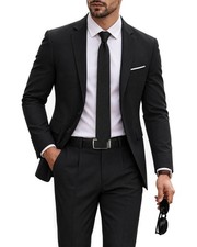 MrSure Men's 2 Piece Slim Fit Suit with Two-Button, Solid Stretch Jacket Pant...