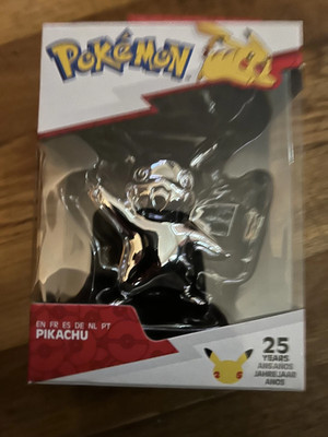 Pokemon 25 Years Anniversary Pikachu Figure Silver Chrome