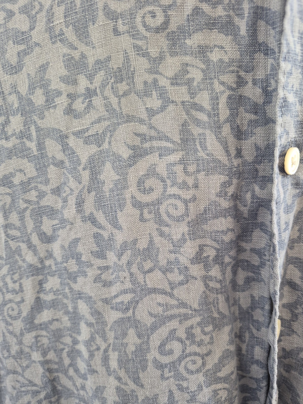 Banana Republic Linen Blend Paisley Shirt Men’s Medium Blue image 3