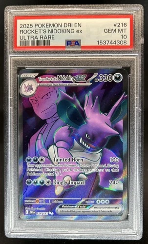 2025 Pokemon Destined Rivals Team Rocket's Nidoking ex #216/182 PSA 10 GEM MINT