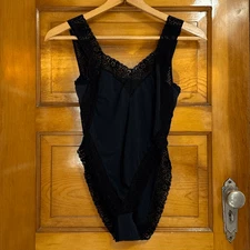 Vintage Henson Black Nylon Spandex Teddy Lace Women’s US Medium (B)