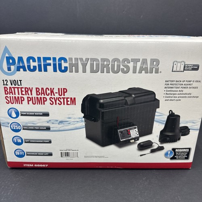 #ad Pacific Hydrostar Battery Backup Sump Pump System 1250 GPH 12 VDC NEW $150.00