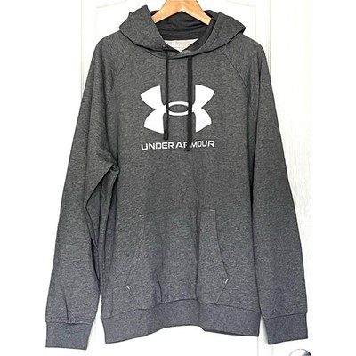NWOT Under Armour Men's Rival Fleece Big Logo Hoodie XL Gray