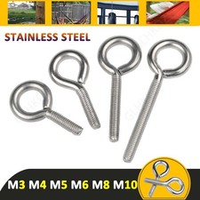 Stainless Steel Lifting Eye Bolt Wood Screw A2 304, M3 - M10, Length 8mm - 100mm