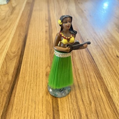 Hawaiian Hula Lady Ukulele Dashboard Doll -6.5'' Car Doll, Hawaii Souvenir, Green