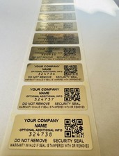 100 CUSTOM PRINTED 1.75 INCH QR CODE SERIAL NUMBER SECURITY VOID LABELS