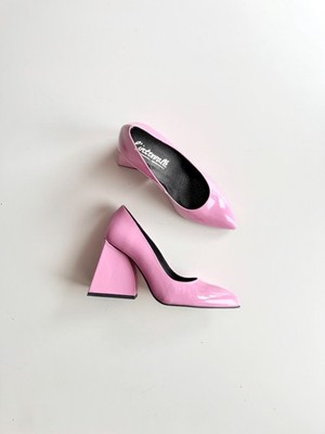 L'INTERVALLE Pink Patent Leather Pointed Toe Chunky Heel Pumps, Size 36