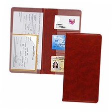 Auto Car Registration and Insurance Documents Holder - PU Leather Vehicle Red