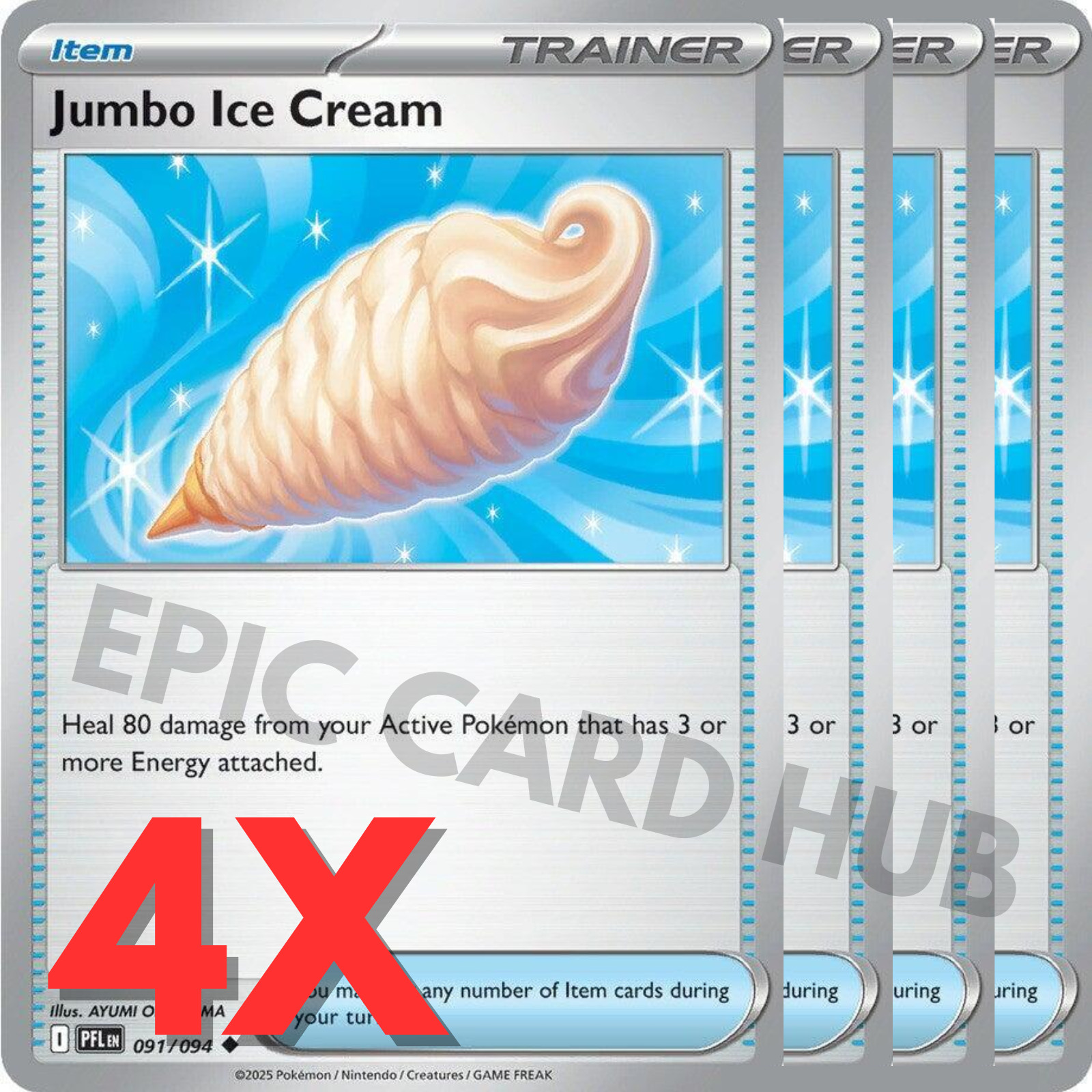 4x Jumbo Ice Cream x4 - ME02: Phantasmal Flames - Uncommon - Pokemon TCG Playset