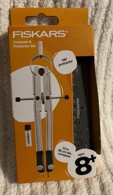 Fiskars Metal Protractor & Compass Set, Gray, 12 inch