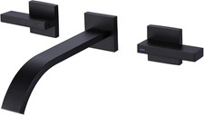 Brushed Brass Wall Mount Bathroom Faucet Matte Black Bathroom Sink Faucet, 2 Han