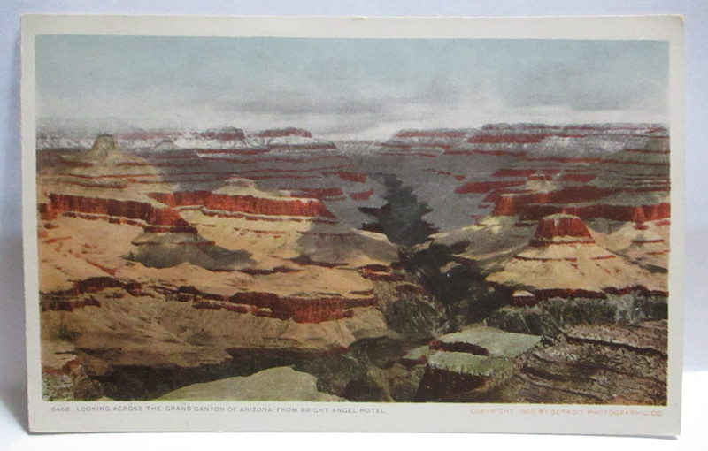 1900 POSTCARD LOOKING ACROSS THE GRAND CANYON OF ARIZONA FROM BRIGHT ANGEL TRAIL