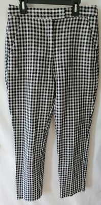 ZARA Women s M Black White Tween Check Pants Preppy High Rise