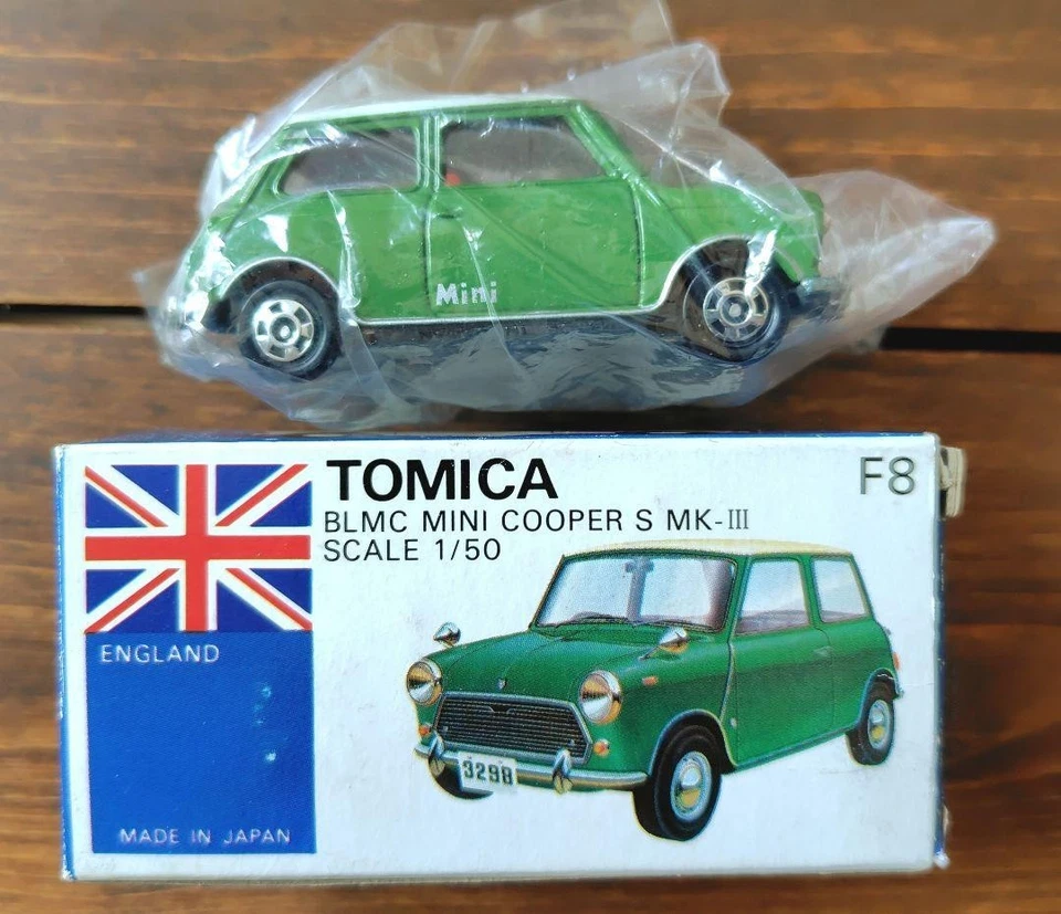 Vintage TOMICA Blue Box F8 BLMC Mini Cooper S MK-Ⅲ 1/50 Tomy Made in Japan F/S - Image 2 of 4