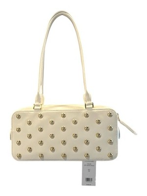 Veronica Beard Cream Shoulder Bag with Gold Studs
