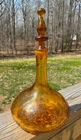 Blenko 6516 Honey Amber Crackle Glass Decanter W/ Stopper Joel Myers Mid Century