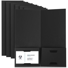 50 PCS Black 4x9 Inch Mini Presentation Folders 2 Pocket Document