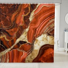 Orange Marble Shower Curtain, 72" Wx72 L, 72"W x 72"L Pack of 1 Multi 16