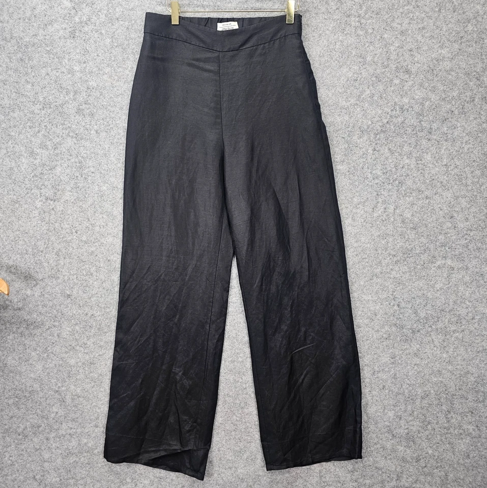 Wide Leg Linen Pants Womens 6 S Black OTHER STORIES Palazzo Light Parisian 28x29 - Image 2 of 4