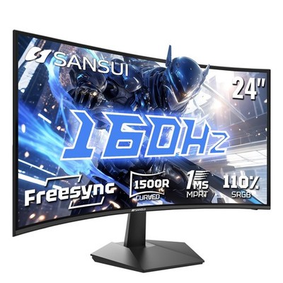 SANSUI 24 Inch Curved 160Hz Gaming Monitor,1500R Curved Gaming Monitor FHD 10...