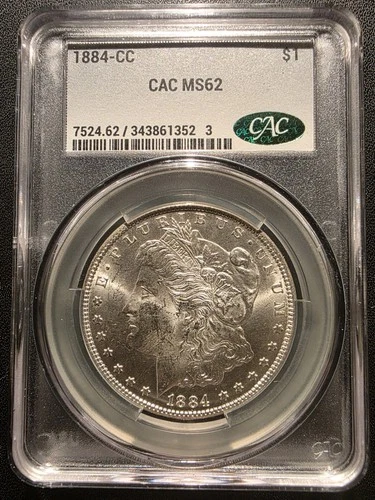 1884 cc  Morgan Silver Dollar MS 62 -- CAC