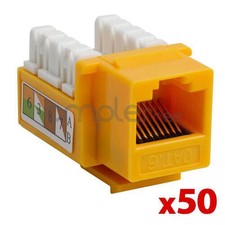 50x Cat6 RJ45 Punch Down Keystone Jack CAT6 Network Ethernet RJ45 Yellow Lot NEW