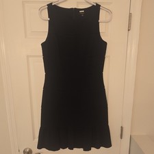 Ann Taylor 6T Black Sheath Dress Sleeveless Knee Length Ruffle Accent Lined