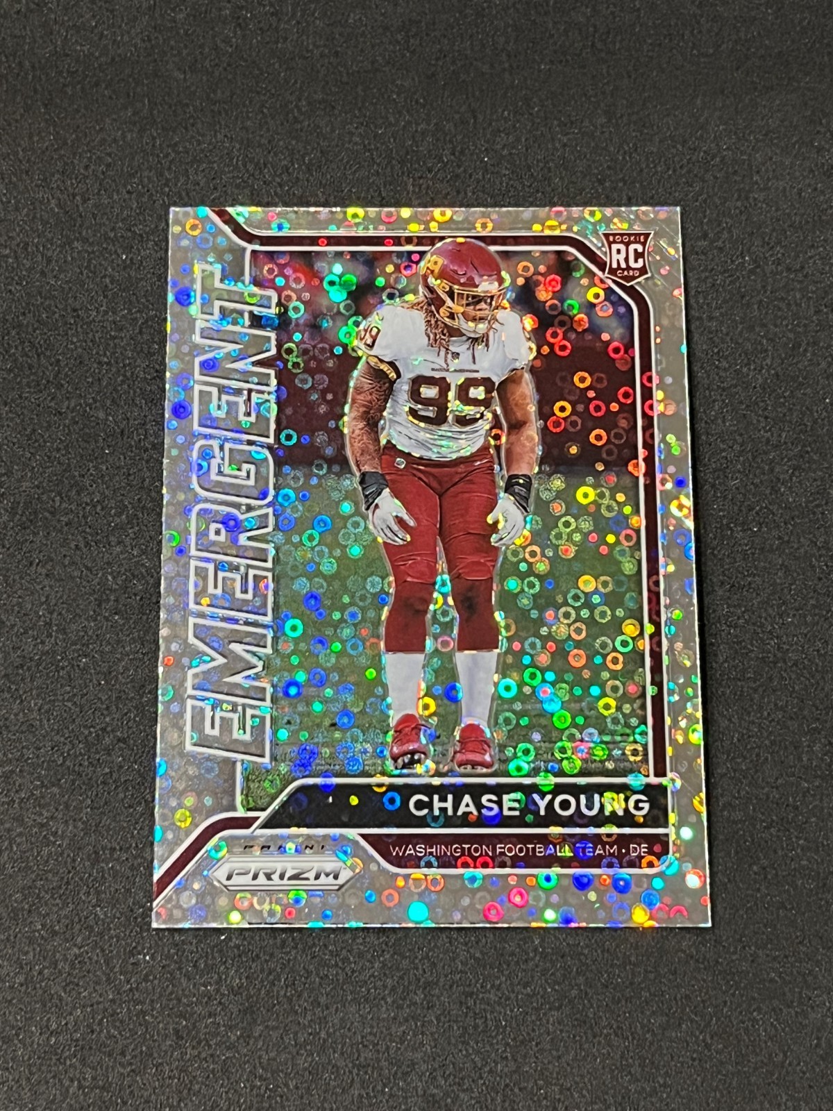 2020 Panini Prizm Football Chase Young Rookie Emergent No Huddle Prizm #15
