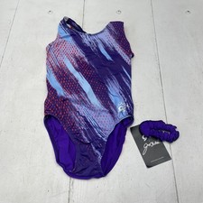 GK x Jordan Chiles Gymnastics Leotard Womens Large Purple Scrunchie Made USA